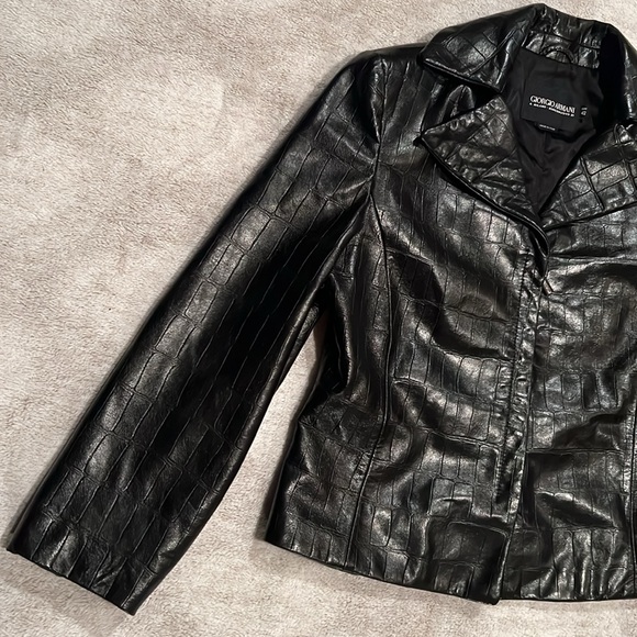 Vintage Giorgio Armani Black Label Genuine Spanish Lamb Leather Jacket - Picture 3 of 11